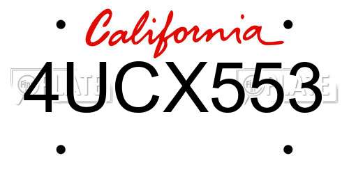 4UCX553 California License Plate