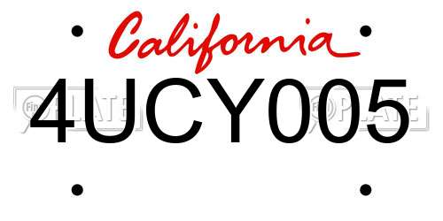 4UCY005 California License Plate