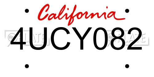 4UCY082 California License Plate