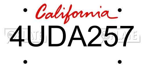 4UDA257 California License Plate