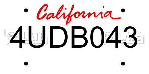 4UDB043 California License Plate