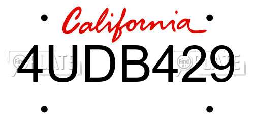 4UDB429 California License Plate