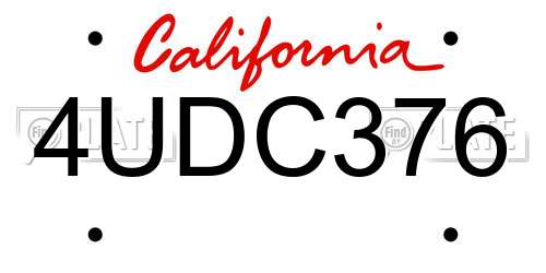4UDC376 California License Plate