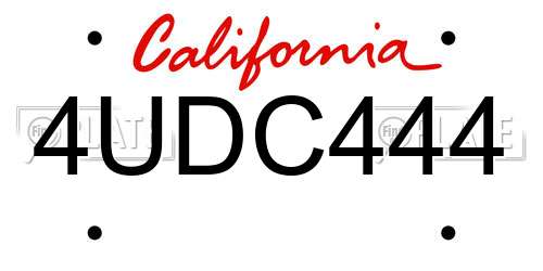 4UDC444 California License Plate