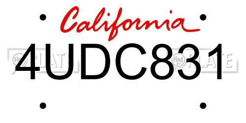 4UDC831 California License Plate
