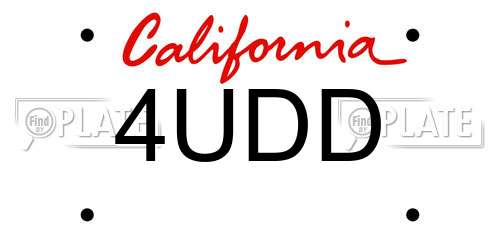 4UDD California License Plate