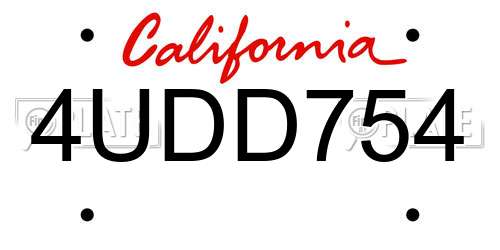 4UDD754 California License Plate