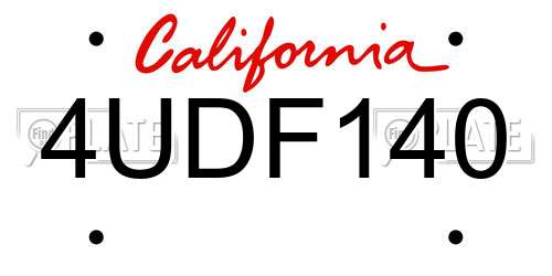 4UDF140 California License Plate