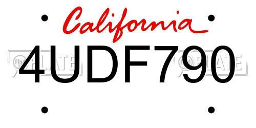 4UDF790 California License Plate