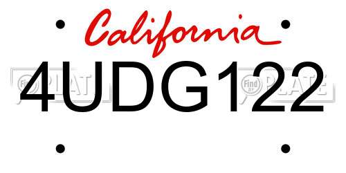 4UDG122 California License Plate