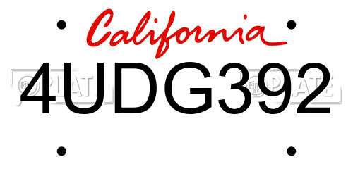 4UDG392 California License Plate