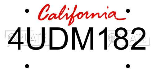 4UDM182 California License Plate