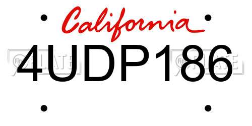 4UDP186 California License Plate