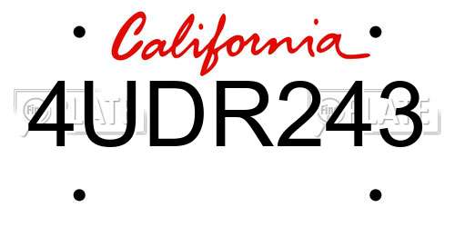 4UDR243 California License Plate