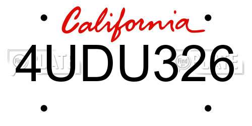 4UDU326 California License Plate