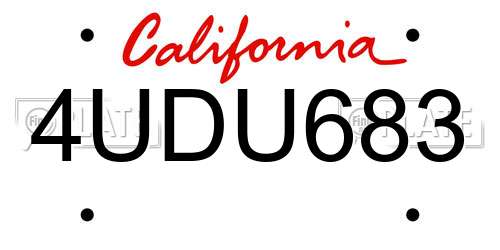 4UDU683 California License Plate
