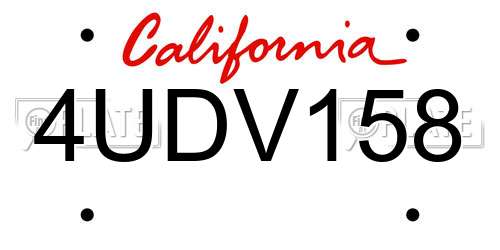 4UDV158 California License Plate
