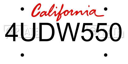 4UDW550 California License Plate