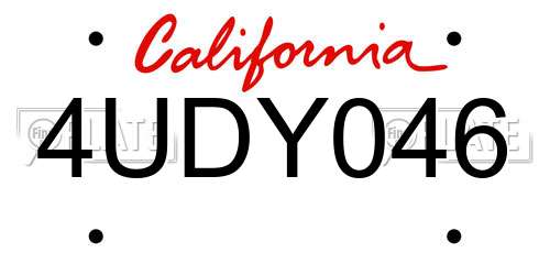 4UDY046 California License Plate
