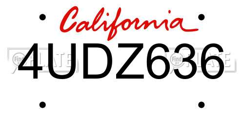 4UDZ636 California License Plate