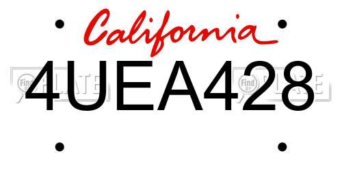 4UEA428 California License Plate