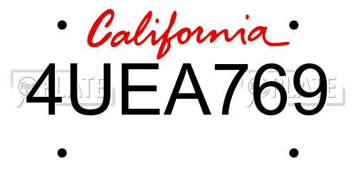 4UEA769 California License Plate