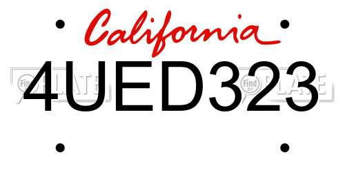 4UED323 California License Plate