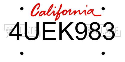 4UEK983 California License Plate