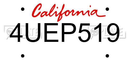 4UEP519 California License Plate