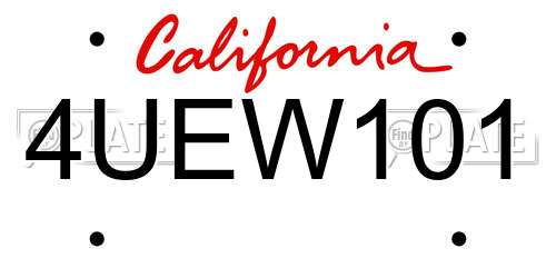 4UEW101 California License Plate