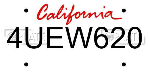 4UEW620 California License Plate