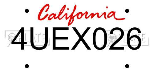 4UEX026 California License Plate