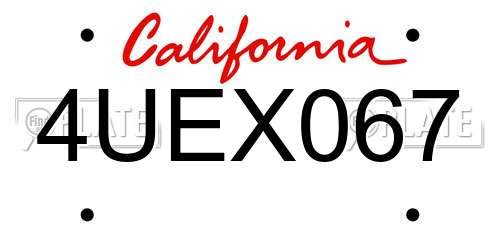 4UEX067 California License Plate