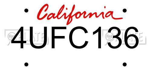 4UFC136 California License Plate