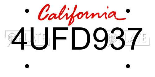 4UFD937 California License Plate