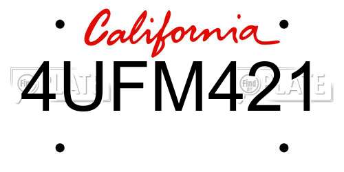 4UFM421 California License Plate