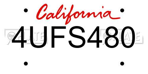 4UFS480 California License Plate