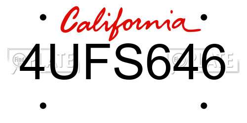 4UFS646 California License Plate