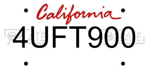 4UFT900 California License Plate