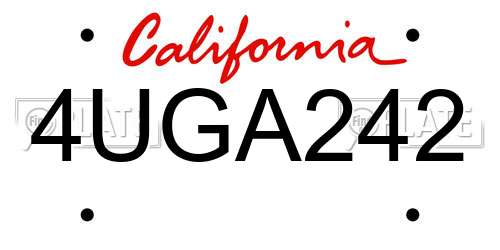 4UGA242 California License Plate