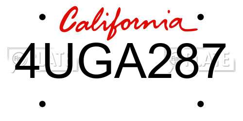 4UGA287 California License Plate