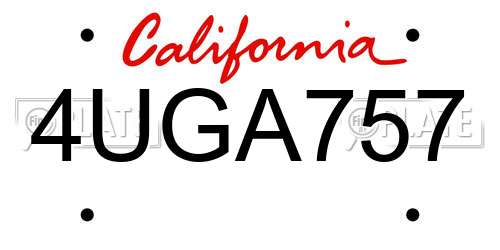 4UGA757 California License Plate