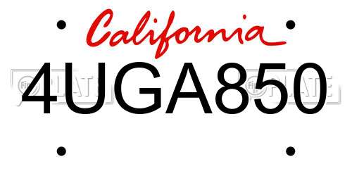 4UGA850 California License Plate