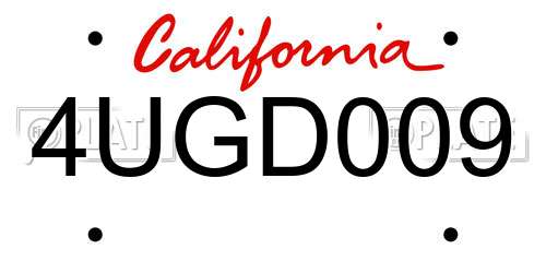 4UGD009 California License Plate