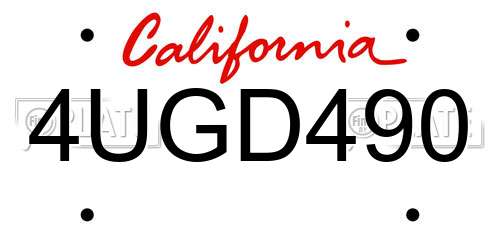 4UGD490 California License Plate