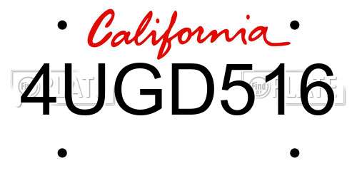4UGD516 California License Plate