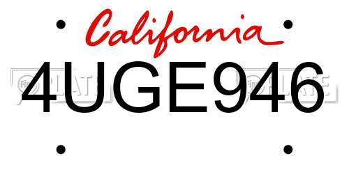4UGE946 California License Plate