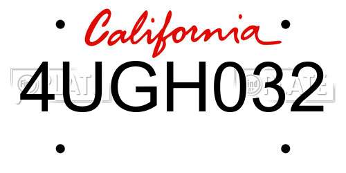 4UGH032 California License Plate