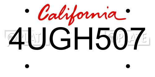 4UGH507 California License Plate