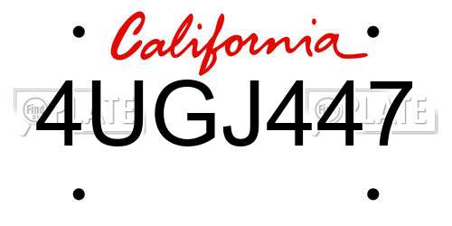 4UGJ447 California License Plate